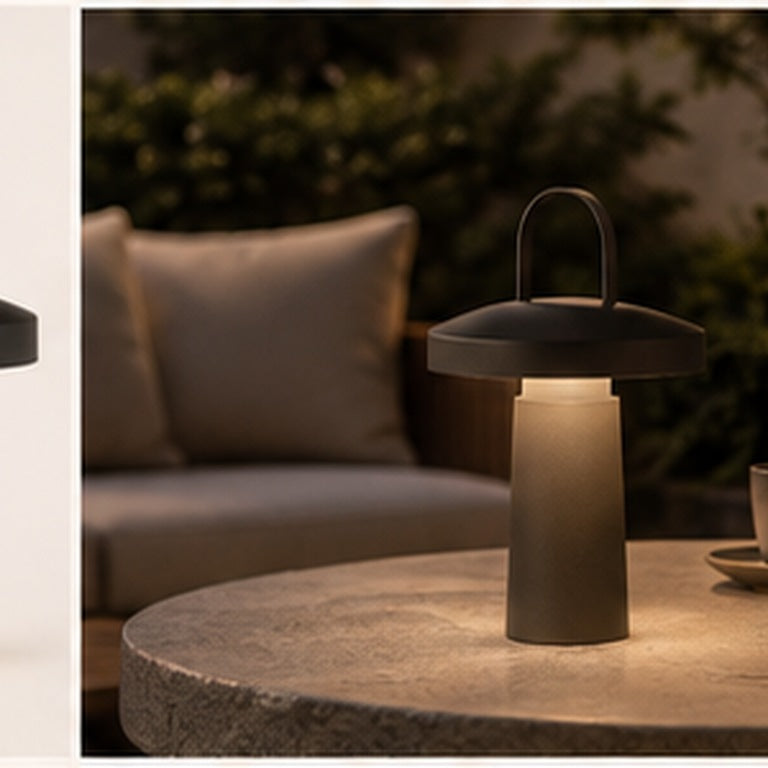 DEMO Lampa przenośna VELSE Glow — lampa na kamiennym stoliku