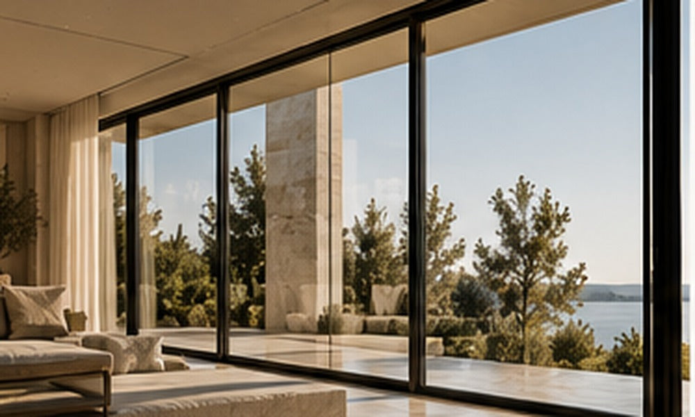Detal kompozycji okiennej w nowoczesnej architekturze
