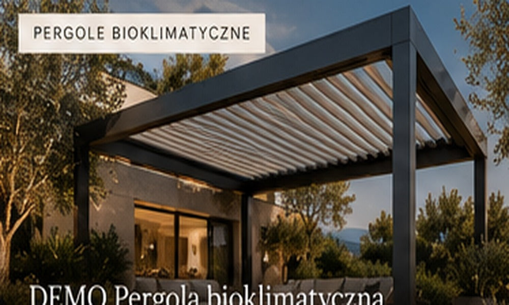 Pergola bioklimatyczna przy nowoczesnym domu